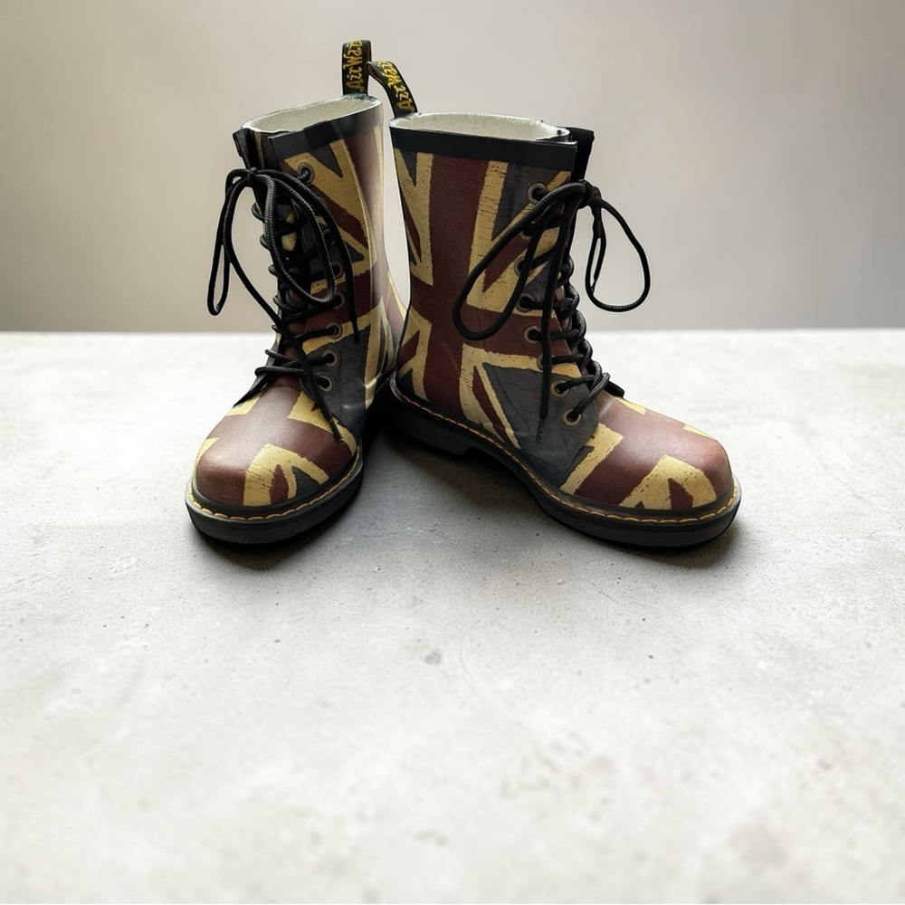 DR. MARTENS Drench Union Jack Rain Boots Waterproof British Flag US 6 UK 4